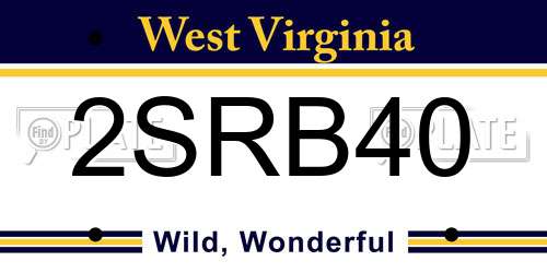 2SRB40 West Virginia License Plate