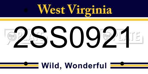 2SS0921 West Virginia License Plate