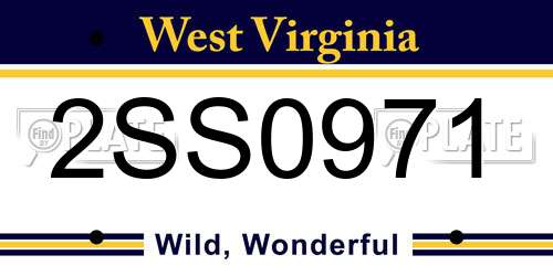 2SS0971 West Virginia License Plate
