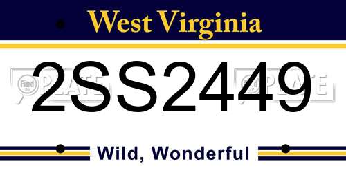 2SS2449 West Virginia License Plate