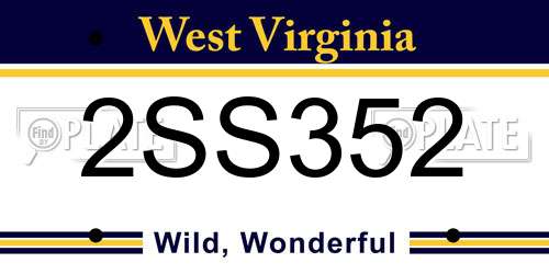 2SS352 West Virginia License Plate