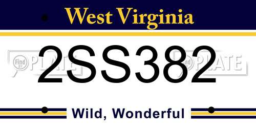 2SS382 West Virginia License Plate