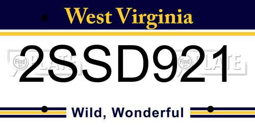 2SSD921 West Virginia License Plate
