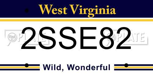 2SSE82 West Virginia License Plate