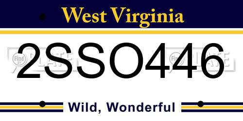 2SSO446 West Virginia License Plate