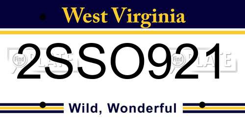 2SSO921 West Virginia License Plate