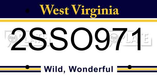 2SSO971 West Virginia License Plate