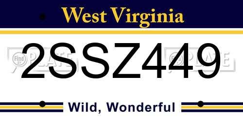 2SSZ449 West Virginia License Plate