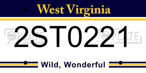 2ST0221 West Virginia License Plate