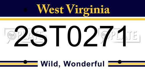 2ST0271 West Virginia License Plate