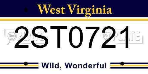 2ST0721 West Virginia License Plate