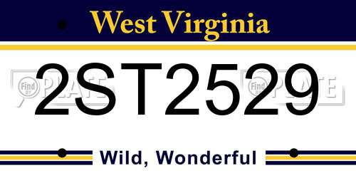 2ST2529 West Virginia License Plate