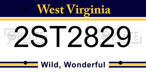 2ST2829 West Virginia License Plate