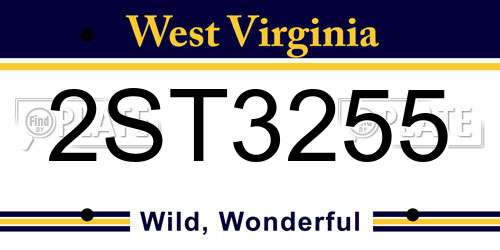 2ST3255 West Virginia License Plate