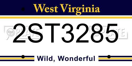 2ST3285 West Virginia License Plate