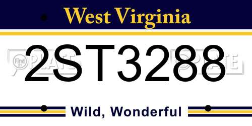 2ST3288 West Virginia License Plate