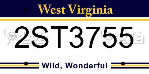 2ST3755 West Virginia License Plate