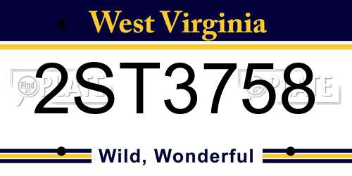 2ST3758 West Virginia License Plate