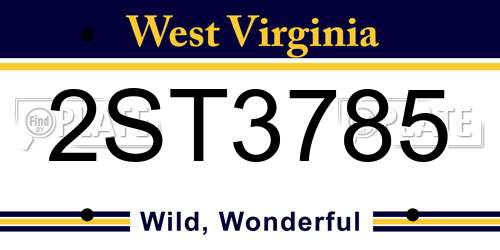 2ST3785 West Virginia License Plate