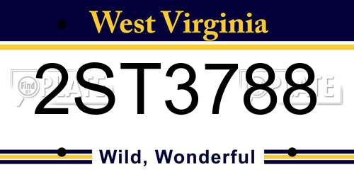 2ST3788 West Virginia License Plate