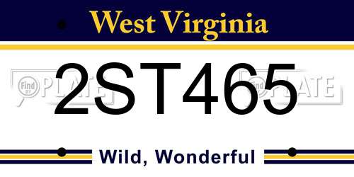 2ST465 West Virginia License Plate