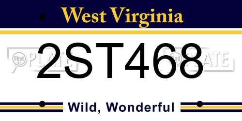 2ST468 West Virginia License Plate