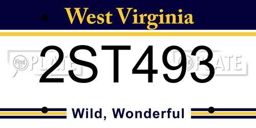2ST493 West Virginia License Plate