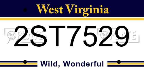 2ST7529 West Virginia License Plate