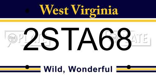 2STA68 West Virginia License Plate