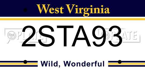2STA93 West Virginia License Plate