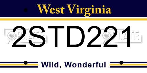 2STD221 West Virginia License Plate