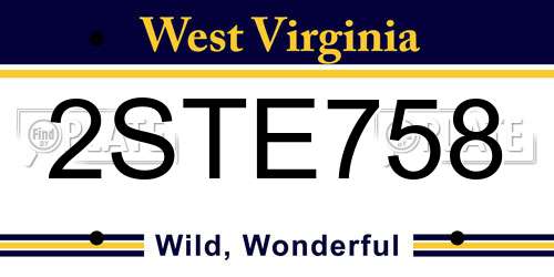 2STE758 West Virginia License Plate
