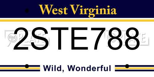 2STE788 West Virginia License Plate