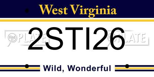 2STI26 West Virginia License Plate