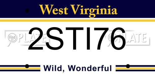 2STI76 West Virginia License Plate