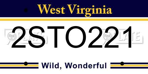 2STO221 West Virginia License Plate