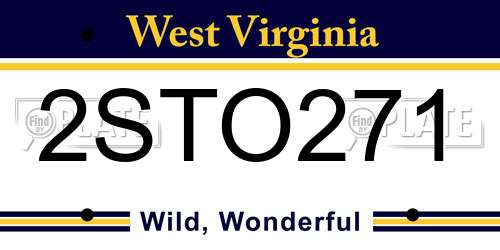 2STO271 West Virginia License Plate