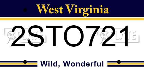 2STO721 West Virginia License Plate