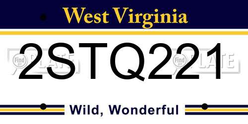 2STQ221 West Virginia License Plate