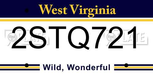 2STQ721 West Virginia License Plate