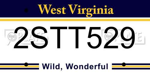 2STT529 West Virginia License Plate