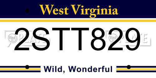 2STT829 West Virginia License Plate