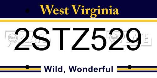 2STZ529 West Virginia License Plate