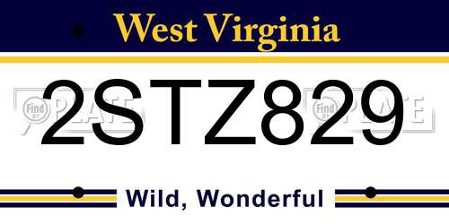 2STZ829 West Virginia License Plate