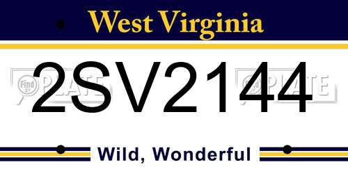 2SV2144 West Virginia License Plate