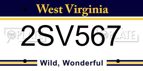 2SV567 West Virginia License Plate