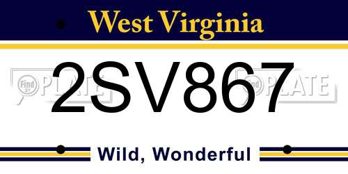 2SV867 West Virginia License Plate