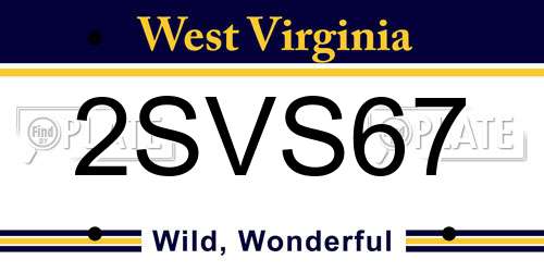 2SVS67 West Virginia License Plate