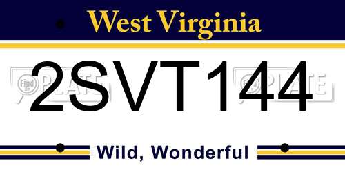 2SVT144 West Virginia License Plate