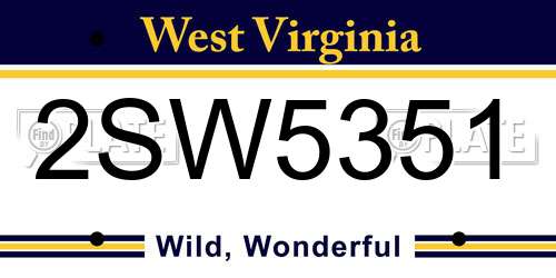 2SW5351 West Virginia License Plate